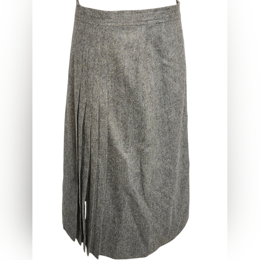 Evan Picone Vintage Gray Wool Blend Midi Skirt - Picture 2 of 6
